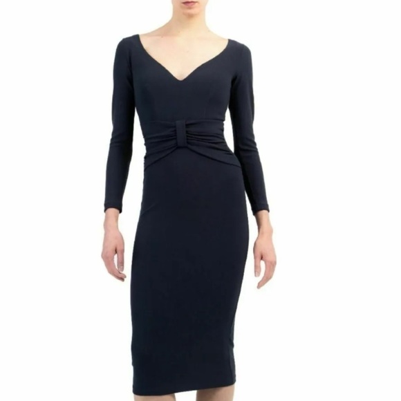 Chiara Boni Dresses & Skirts - Chiara Boni Bodycon Midi Dress Claudetta Navy Blue 38 US 2 Small Crepe Party
